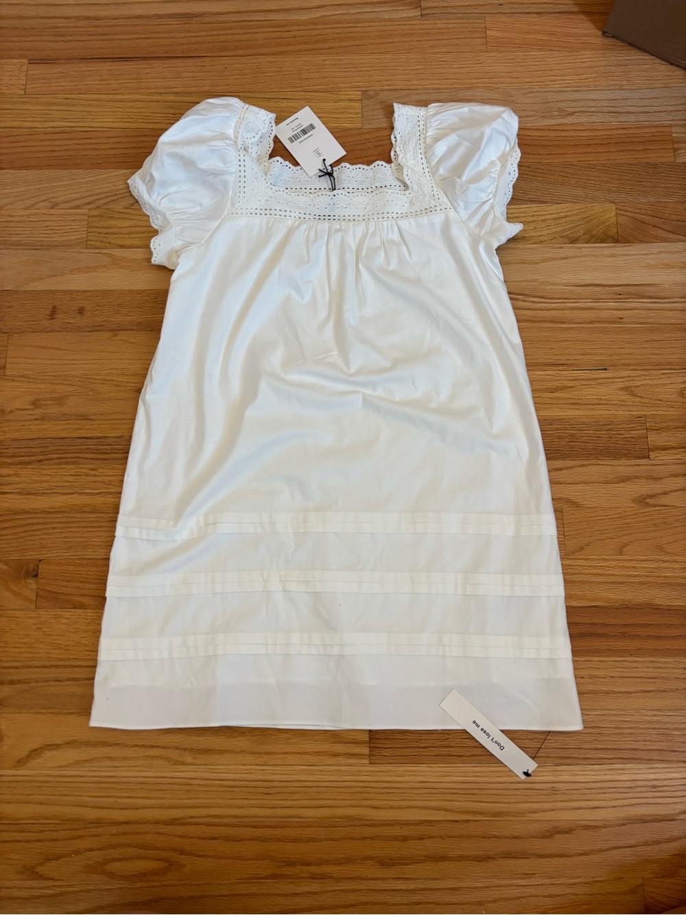 Reformation White Eyelet Square-Neck Puff Sleeve Dress
